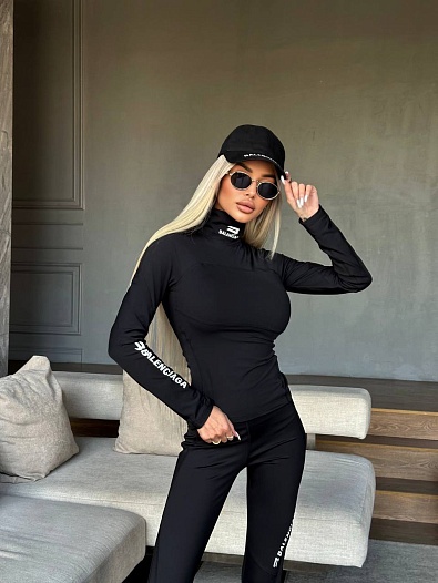 Женский чёрный лонгслив Balenciaga   