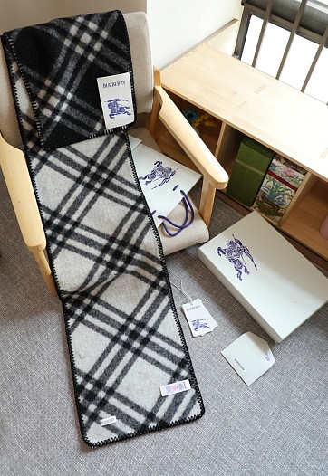 Шарф Burberry Check premium 182x30 см - Black   