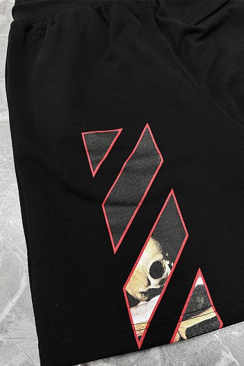 Мужские чёрные шорты Off-White Caravaggio Print   