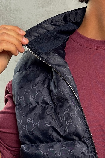 Мужской темно-синий жилет Gucci GG monogram   