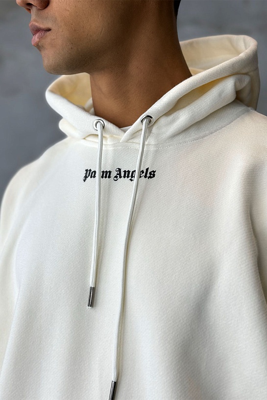 Утеплённое оверсайз худи Palm Angels Classic Logo - White