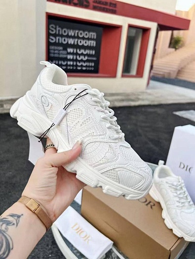 Женские кожаные кроссовки Dior Chrono Premium - White   