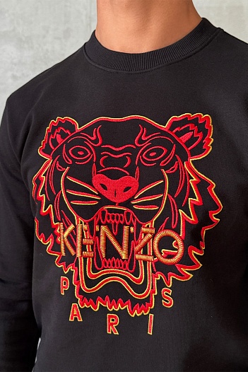 Чёрный мужской свитшот Kenzo Tiger Head embroidered   