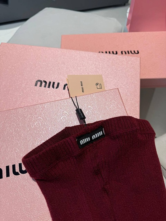 Женские кашемировые колготы MIU MIU бордового цвета