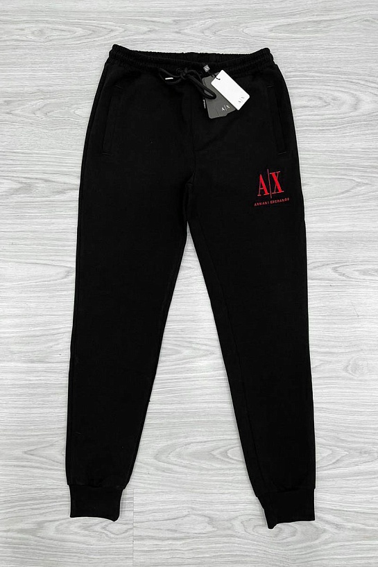 Чёрные спортивные штаны Armani Exchange red embroidery