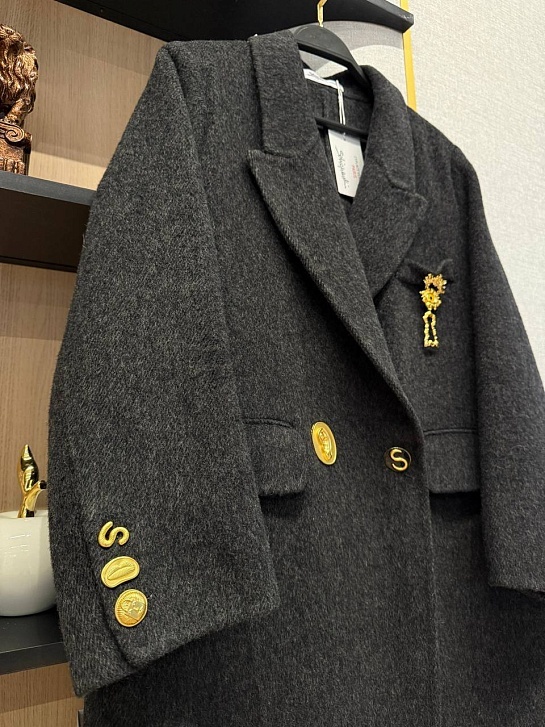 Женское шерстяное пальто Schiaparelli Premium - Black