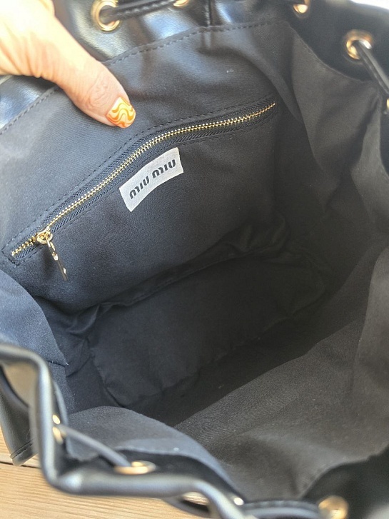 Кожаный рюкзак MIU MIU 30x25 см - Black