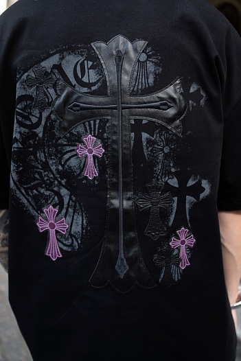 Чёрная оверсайз футболка Chrome Hearts Premium   