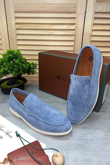 Замшевые лоферы Loro Piana Summer Walk - Blue   