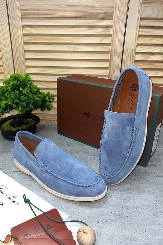 Замшевые лоферы Loro Piana Summer Walk - Blue