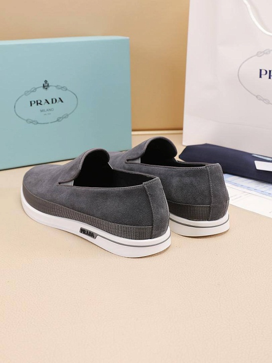 Мужские замшевые слипоны Prada Saint Tropez - Grey