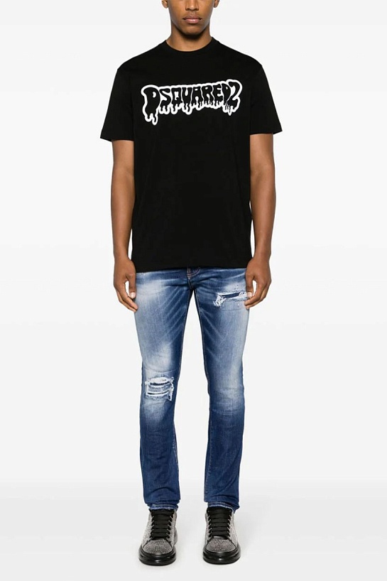 Мужская чёрная футболка Dsquared2 logo-print