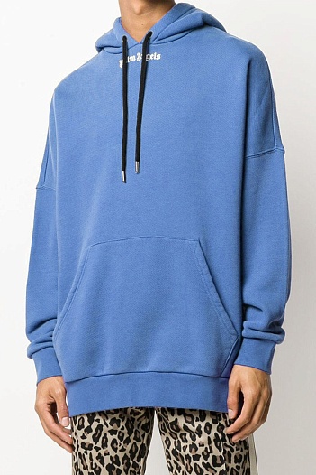 Голубое оверсайз худи Palm Angels Classic logo-print   