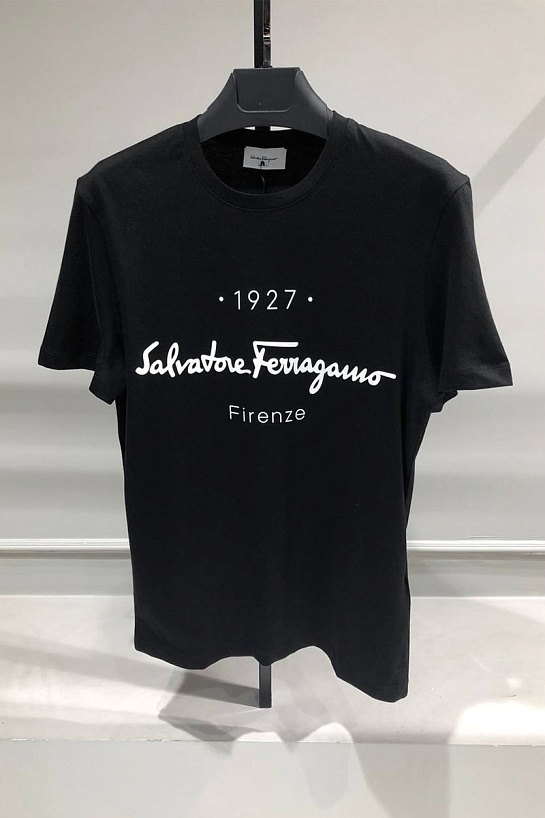 Чёрная футболка Salvatore Ferragamo 1927 Signature