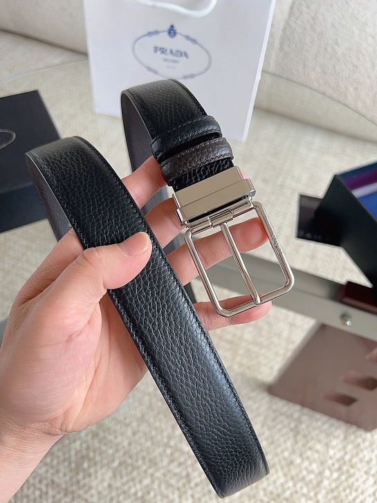 Двусторонний кожаный ремень Prada premium