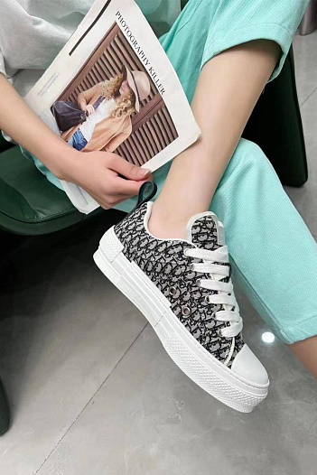 Женские кроссовки Dior Oblique B23 low-top - Black   