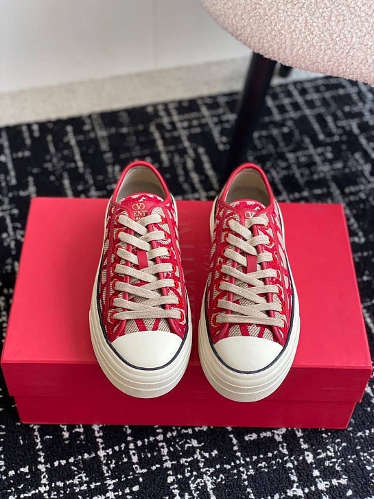 Женские кеды Valentino Toile Iconographe premium - Red