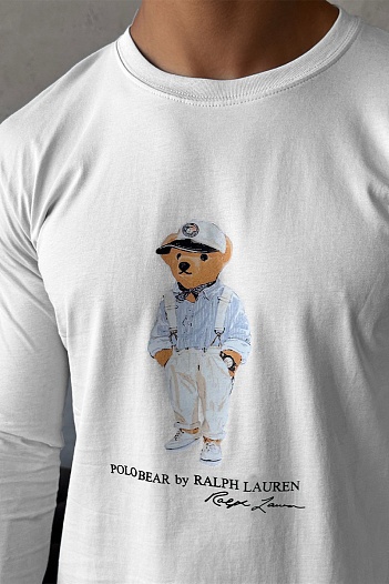 Мужской лонгслив Polo Ralph Lauren "Bear" - White   