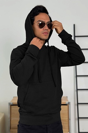 Мужское худи чёрного цвета Stone Island Compass-patch   