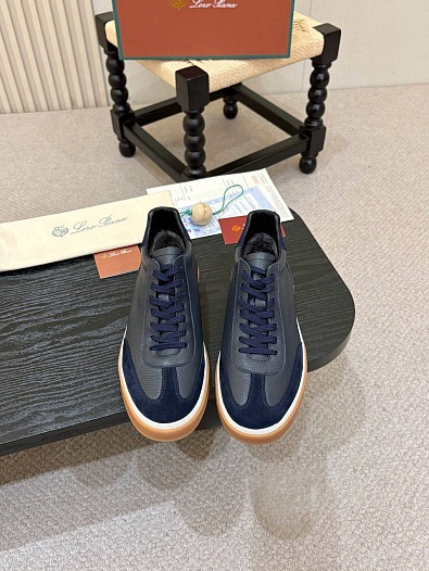 Кожаные кроссовки с мехом Loro Piana high-top   