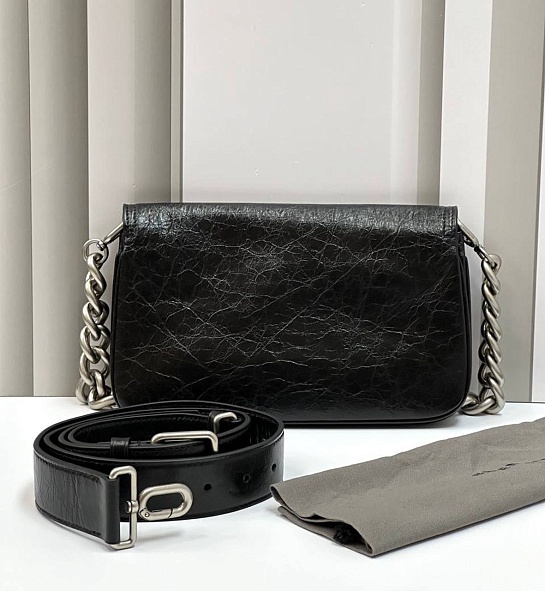 Женская сумка Balenciaga BB Soft Premium 23x14.5x4 см - Black / Silver