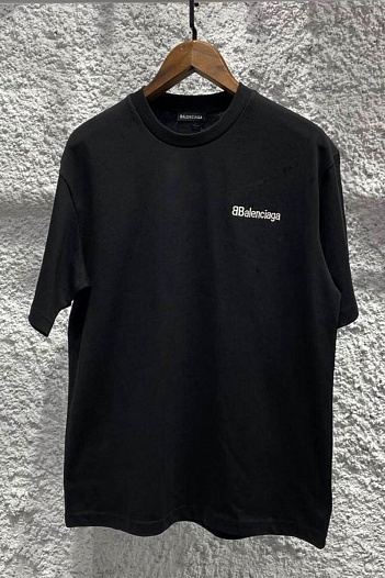 Чёрная оверсайз футболка Balenciaga logo-embroidered   