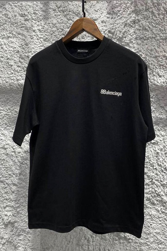 Чёрная оверсайз футболка Balenciaga logo-embroidered