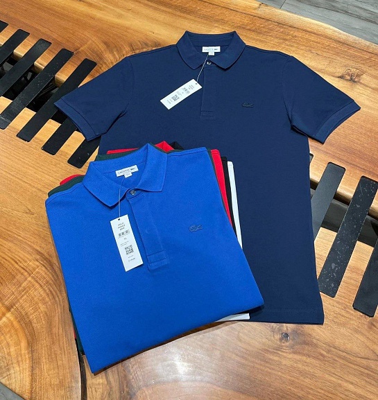 Мужское поло Lacoste синего цвета