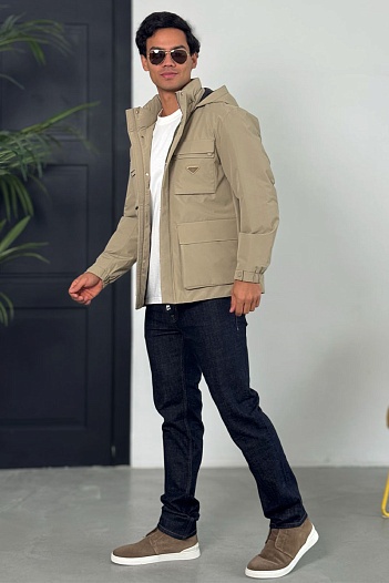 Мужская куртка Prada logo-plaque - Beige   