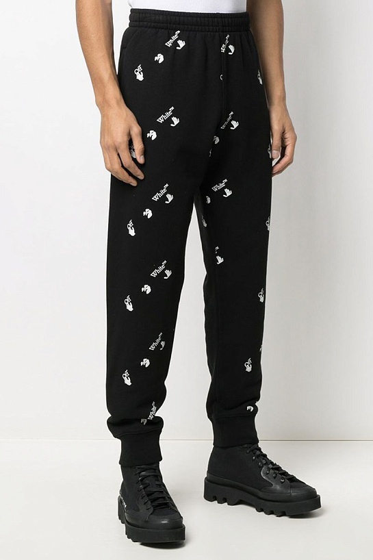 Мужские чёрные штаны Off-White logo all-over