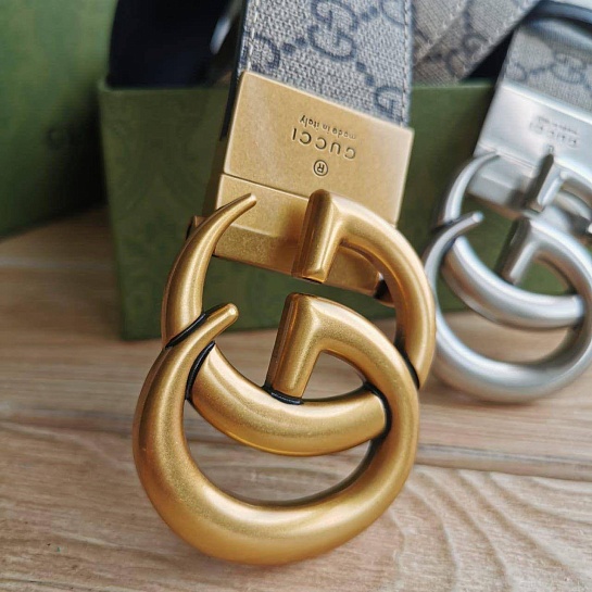 Двусторонний ремень Gucci GG Monogram - Silver (ширина 4 см, длина 80 / 85 см)