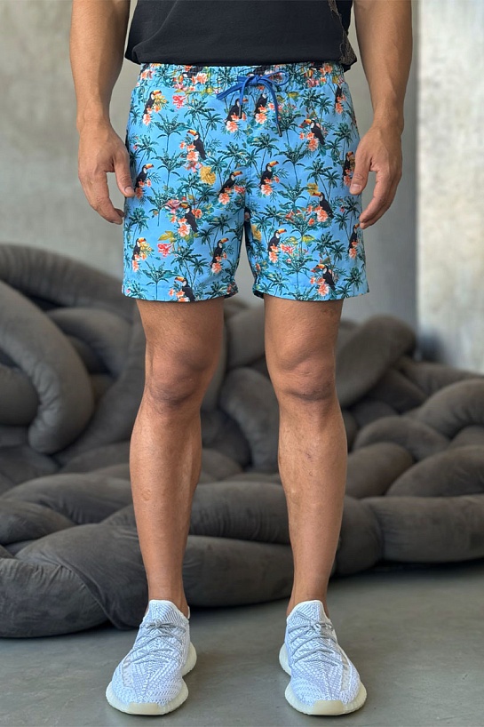 Мужские голубые шорты Etro floral-pattern