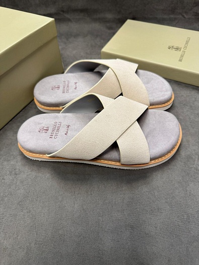 Замшевые шлёпанцы Brunello Cucinelli Crossover - Beige   