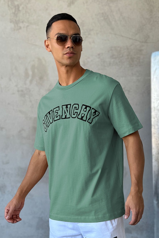 Зелёная оверсайз футболка Givenchy college logo-embroidered