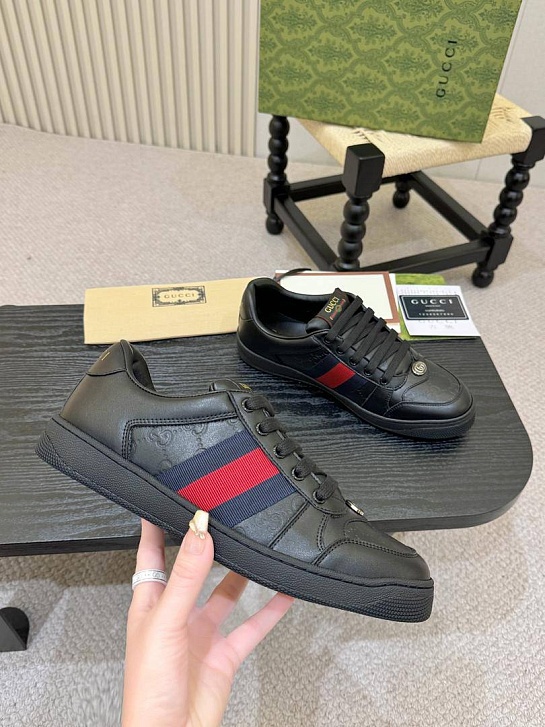 Кожаные кроссовки Gucci GG Screener - Black