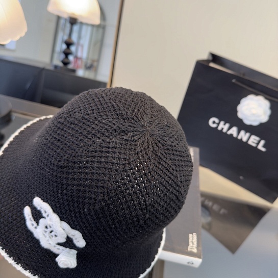 Чёрная вязаная панама Chanel premium