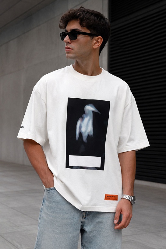 Белая оверсайз футболка Heron Preston Blurry Heron