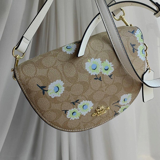Кожаная сумка Coach Flower 19x14 см   