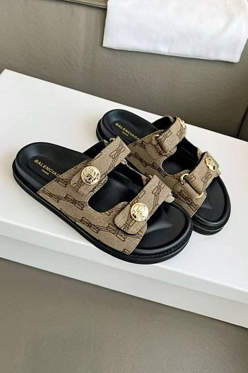 Женские шлёпанцы Balenciaga Jacquard Premium - Brown   