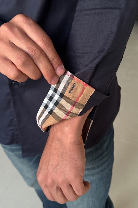 Мужская рубашка Burberry logo-embroidered - Navy