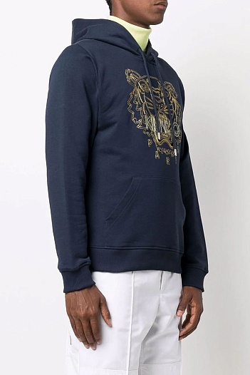 Тёмно-синее худи Kenzo Tiger Head embroidered   