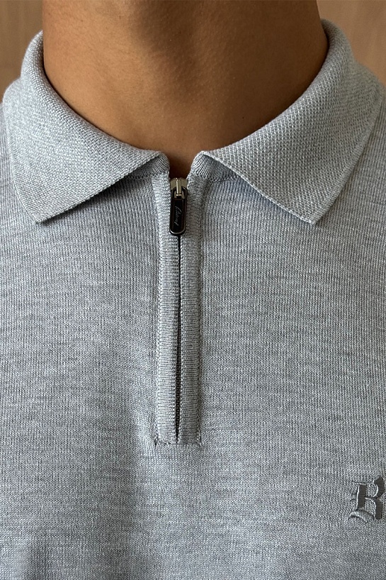 Поло с длинным рукавом Brioni zip-neck - Grey