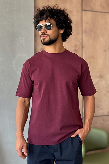 Мужская бордовая футболка Y-3 Yohji Yamamoto   