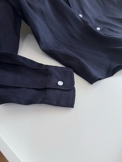 Льняная рубашка Polo Ralph Lauren pony-embroidered - Navy   