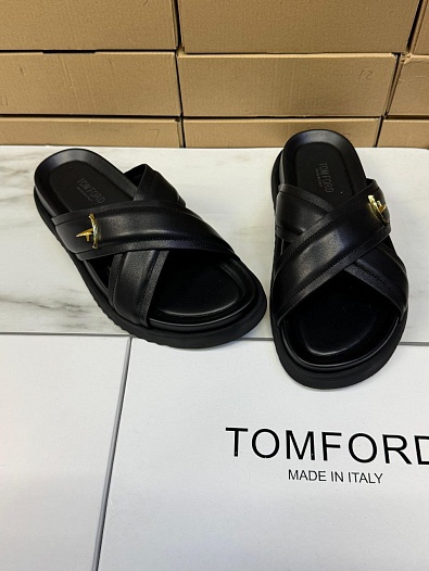 Кожаные шлёпанцы Tom Ford Preston - Black   