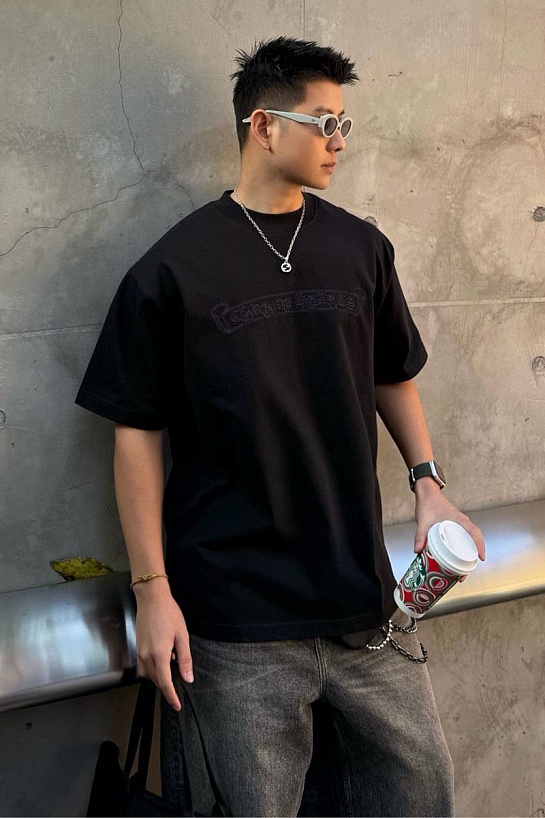 Чёрная оверсайз футболка Chrome Hearts Premium
