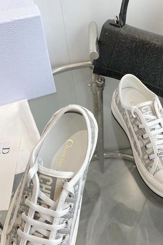 Женские кеды на платформе Dior Walk'n' -  Grey / White