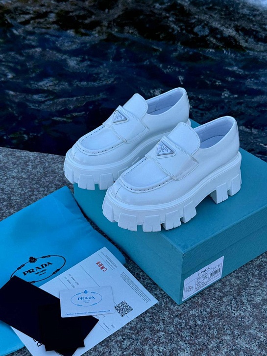 Женские лоферы Prada Monolith - White