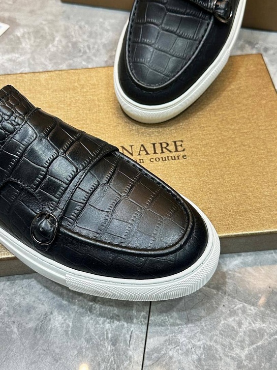 Мужские кожаные лоферы Billionaire чёрного цвета