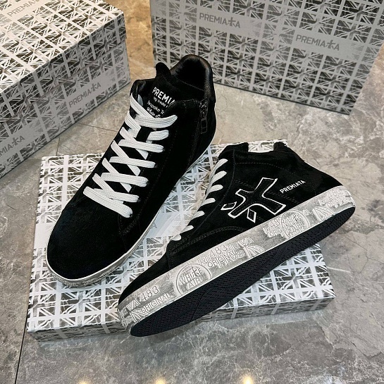 Замшевые кроссовки с мехом Premiata high-top - Black